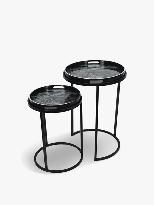 Monochrome Swirl Set of 2 Side Tray Tables
