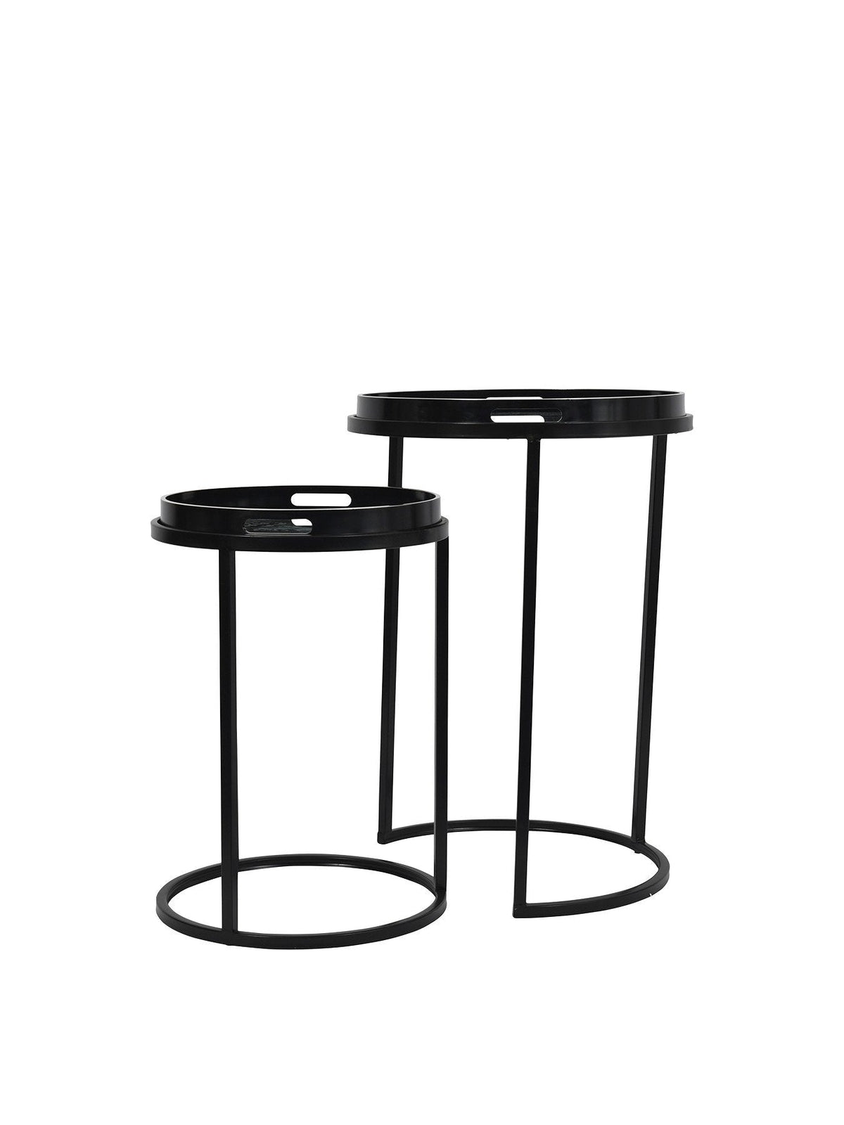 Monochrome Swirl Set of 2 Side Tray Tables