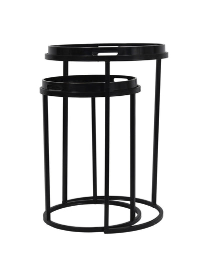Monochrome Swirl Set of 2 Side Tray Tables