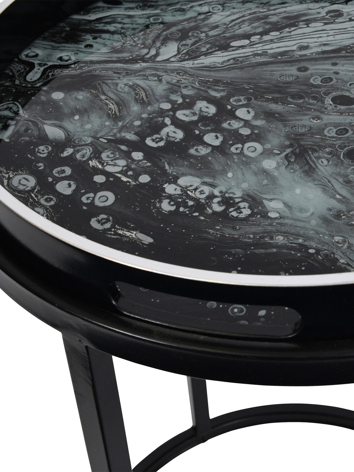 Monochrome Swirl Set of 2 Side Tray Tables