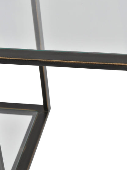 Deveraux Gilded Metal and Glass Console Table
