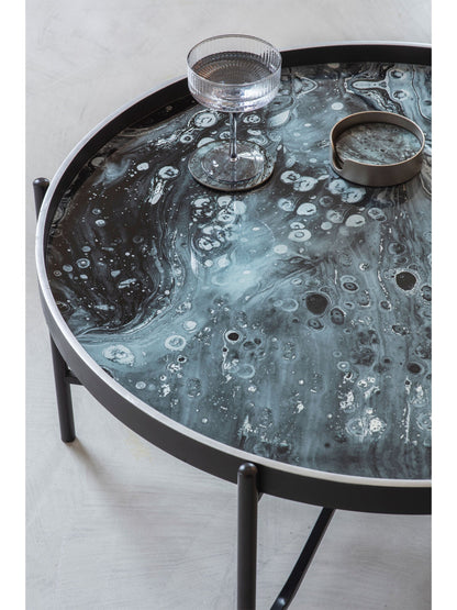 Monochrome Swirl Coffee Tray Table