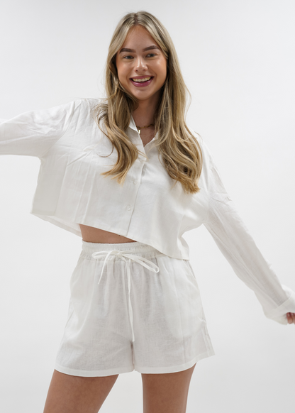 Linnen shorts white