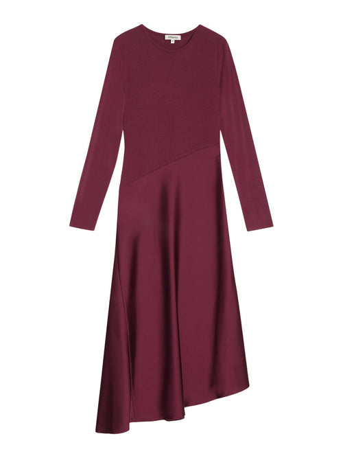 Satin & Jersey Asymmetric Dress