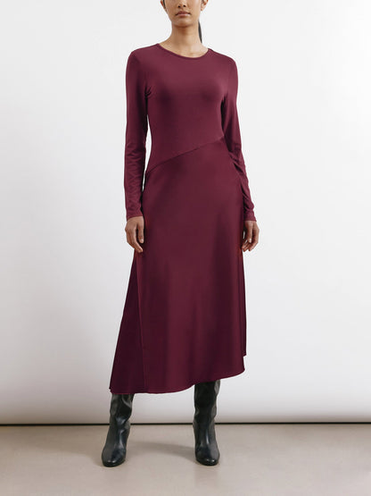 Satin & Jersey Asymmetric Dress