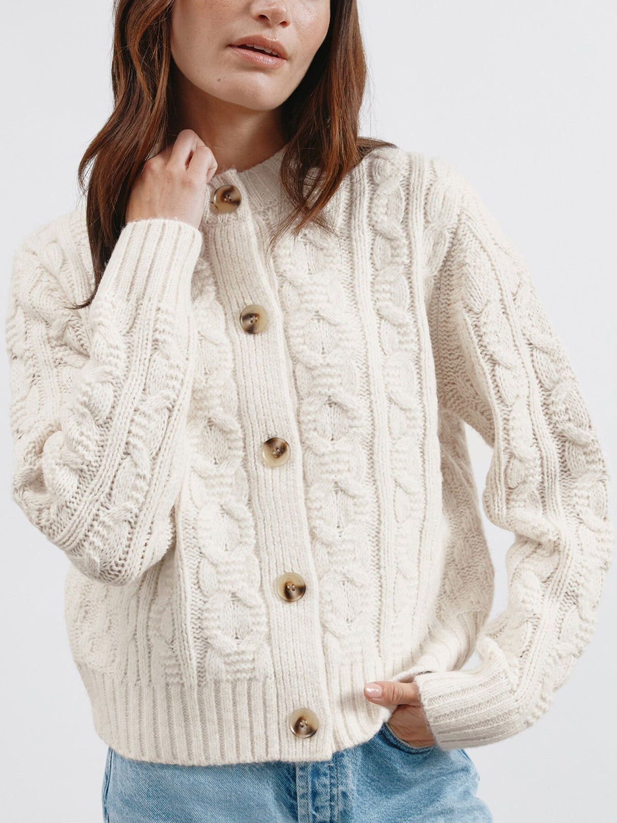 Cable Cardigan Cream