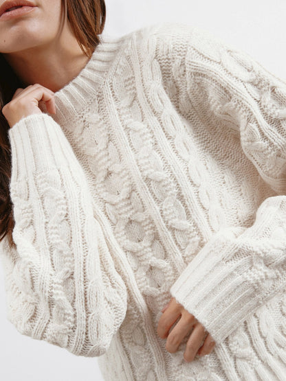 Cable Crew Neck Jumper Cream