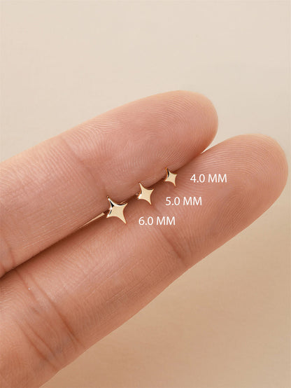 KOSINER 14K Solid Gold Glossy Star Flat Back Stud