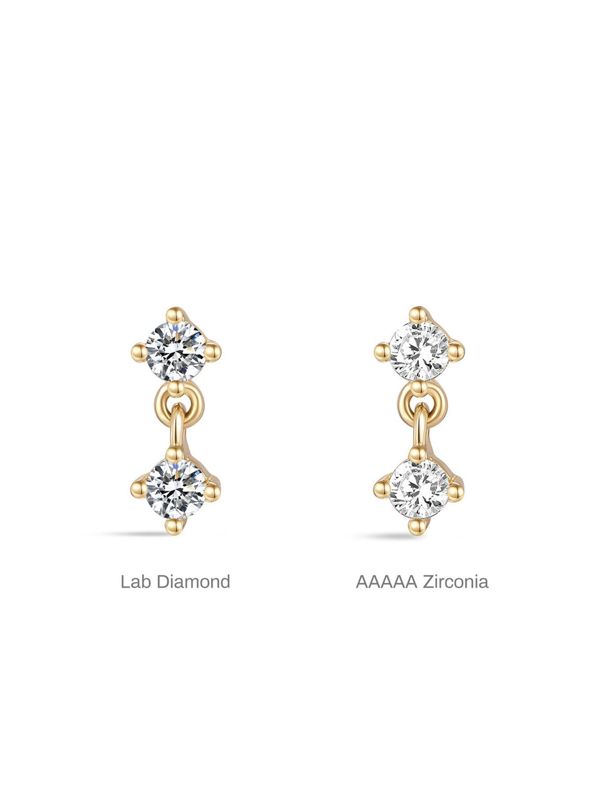 KOSINER 14K Solid Gold Minimalist Pendant Flat Back Stud