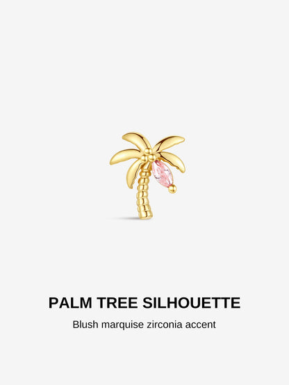 KOSINER Seaspritz 925 Sterling Silver Coconut Tree Flat Back Stud