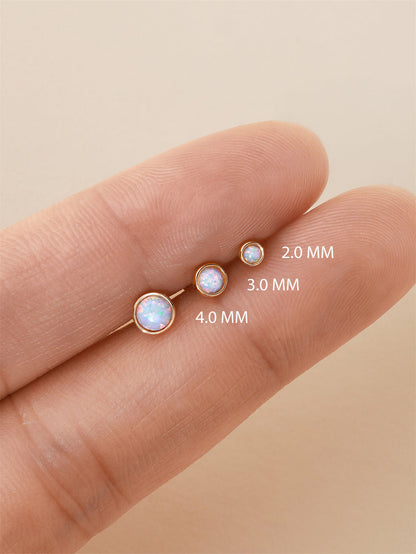 KOSINER 14K Solid Gold Elegant Opal Flat Back Stud