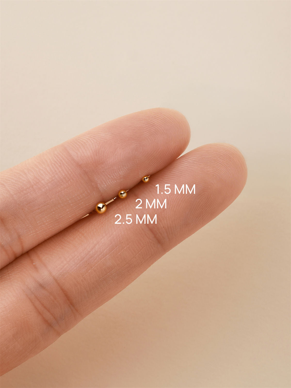 KOSINER 14K Solid Gold Classic Bead Flat Back Stud