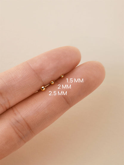 KOSINER 14K Solid Gold Classic Bead Flat Back Stud