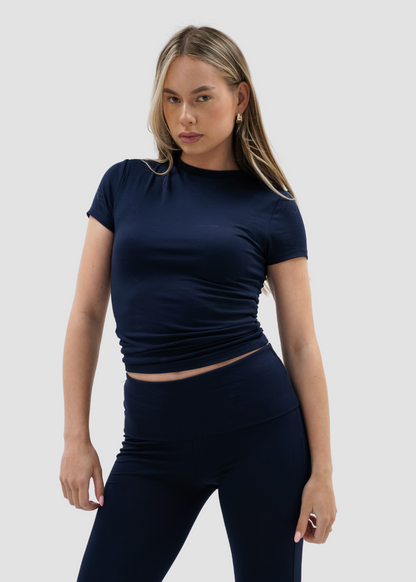Short sleeve top long night blue (tall)