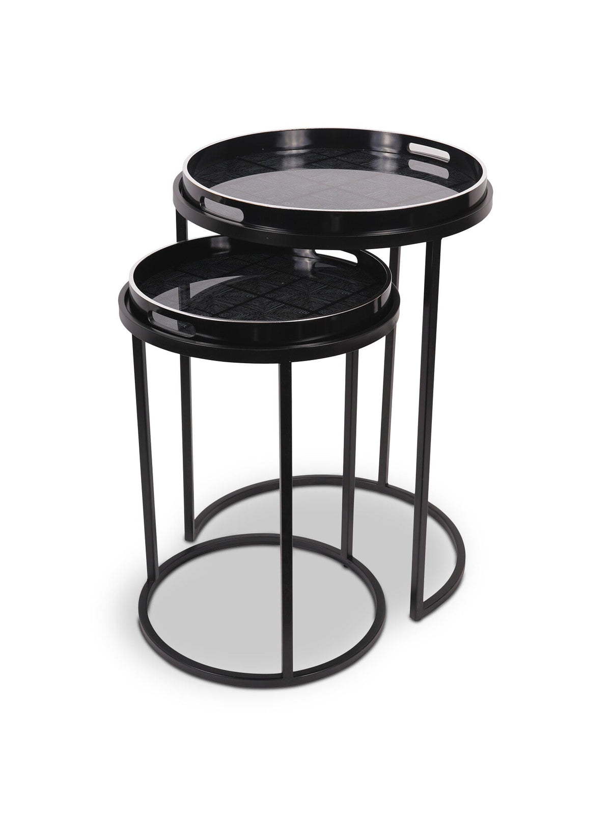 Squares Pattern Set Of 2 Side Tray Tables