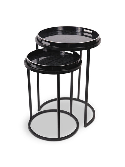 Squares Pattern Set Of 2 Side Tray Tables