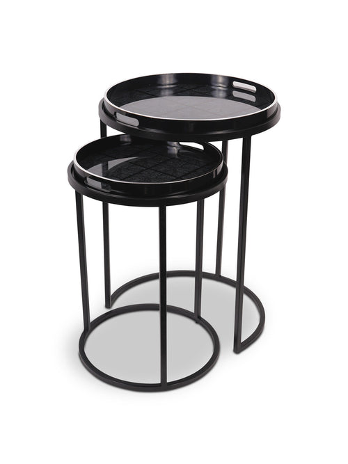 Squares Pattern Set Of 2 Side Tray Tables