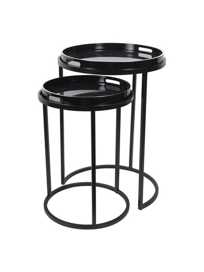 Squares Pattern Set Of 2 Side Tray Tables
