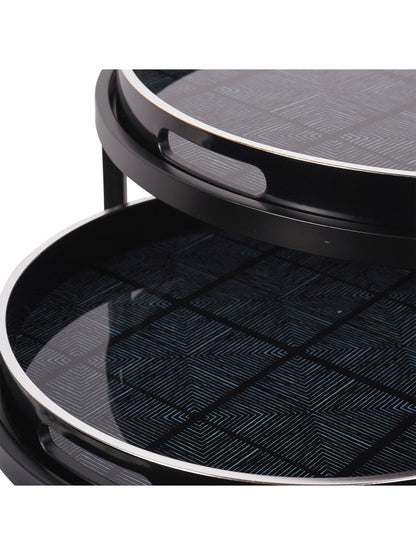 Squares Pattern Set Of 2 Side Tray Tables