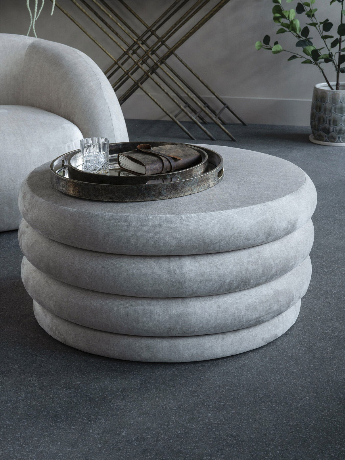 Casa Upholstered Storage Ottoman Cream