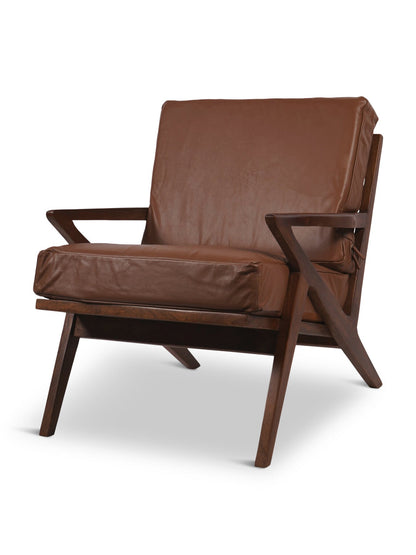 Atherton Wooden Upholstered Leather Armchair