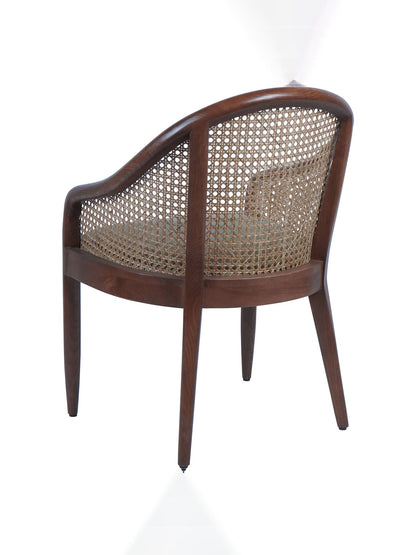 Carmel Oak Armchair With Cane and Upholstery