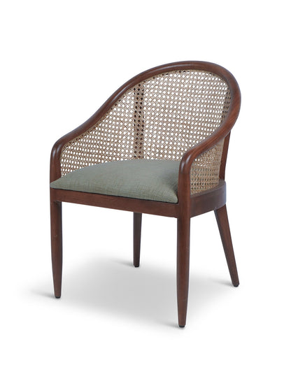 Carmel Oak Armchair With Cane and Upholstery