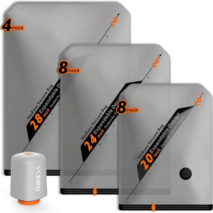 Vacuum Storage Bags with Rechargeable Wireless Pump, Reusable Compression Bags for Travel, Clothing, Blankets & Home Organization