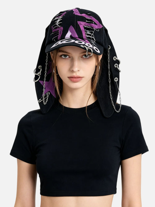 Haaura Distressed Star Graphic Ear-Flap Cap