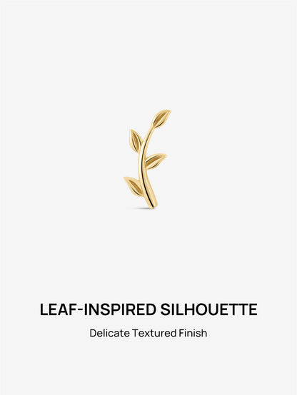 KOSINER 14K Solid Gold Simple Leaf Flat Back Stud