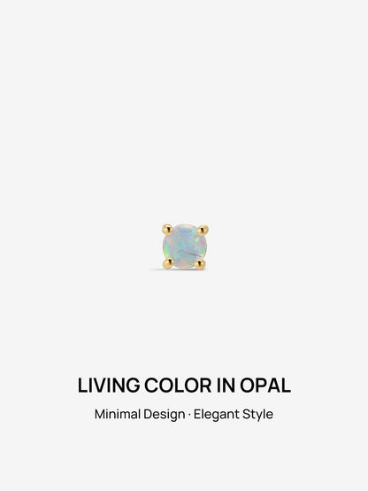KOSINER 14K Solid Gold Minimalist Opal Flat Back Stud