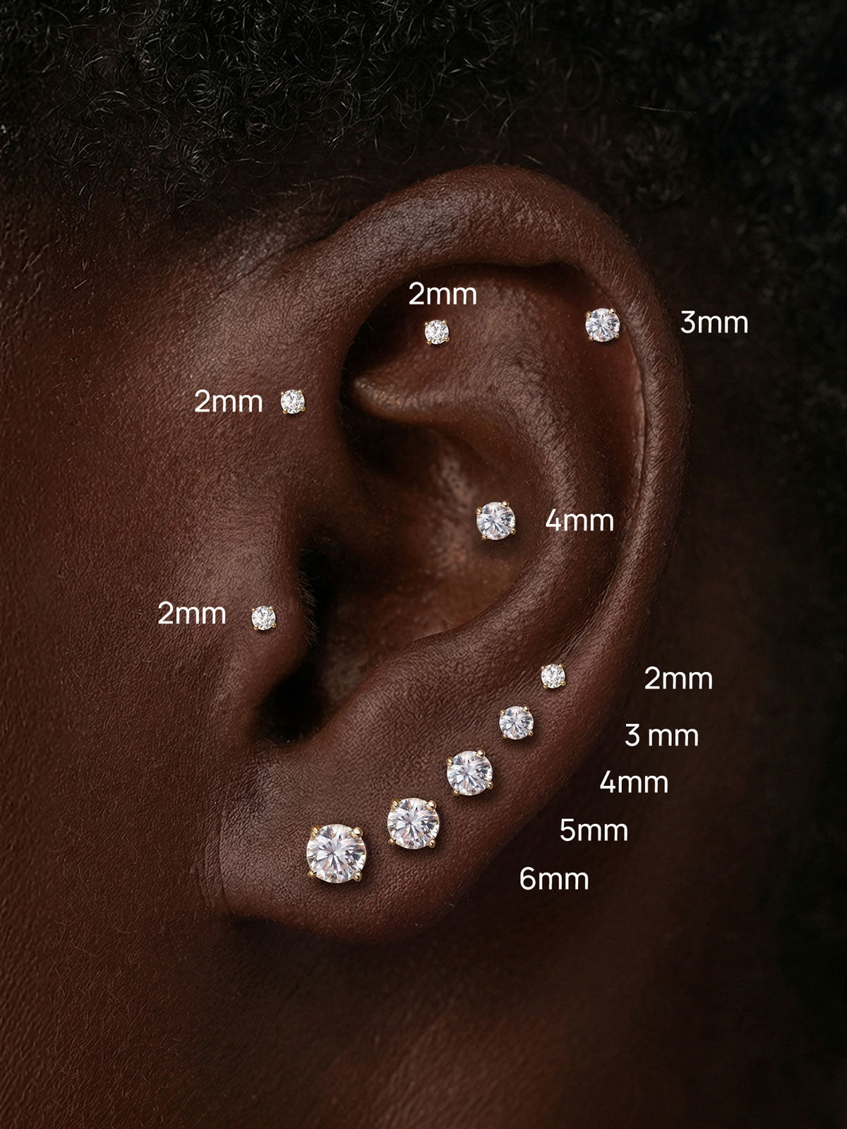 KOSINER 14K Solid Gold Minimalist Lab-Grown Diamond Flat Back Stud