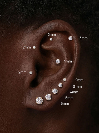 KOSINER 14K Solid Gold Minimalist Lab-Grown Diamond Flat Back Stud