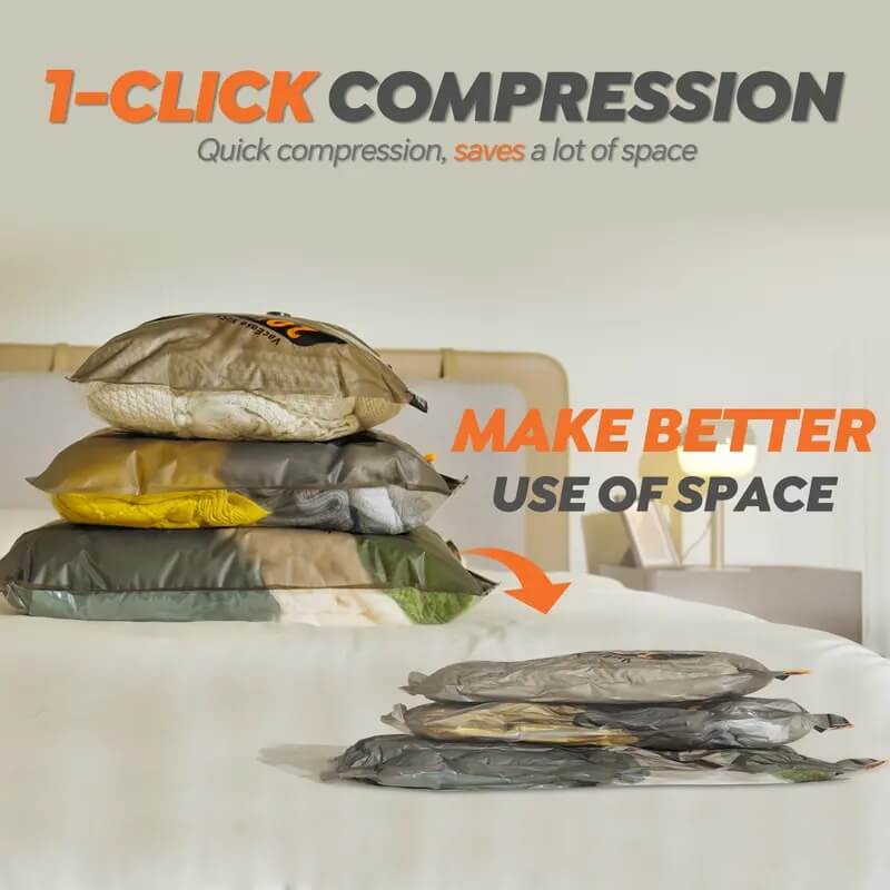 Vacuum Storage Bags with Rechargeable Wireless Pump, Reusable Compression Bags for Travel, Clothing, Blankets & Home Organization