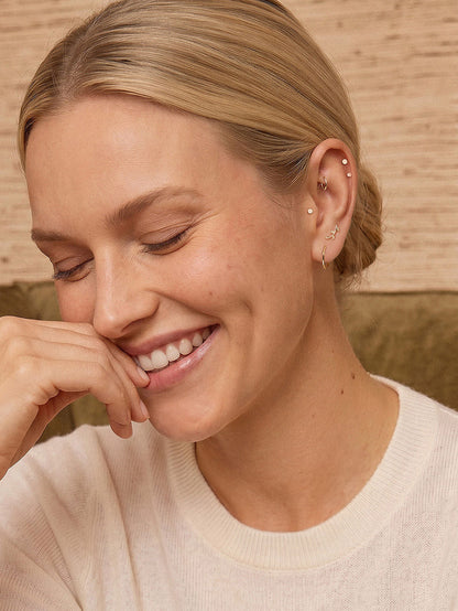 KOSINER 14K Solid Gold Simple Leaf Flat Back Stud