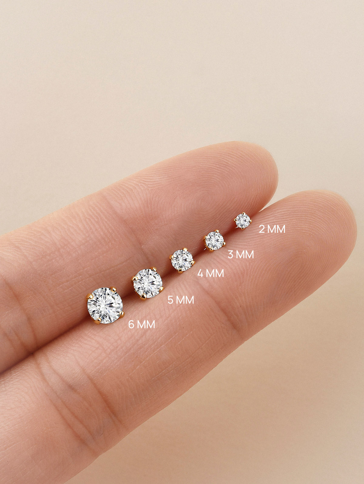 KOSINER 14K Solid Gold Minimalist Lab-Grown Diamond Flat Back Stud