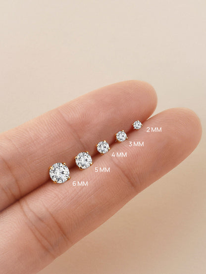 KOSINER 14K Solid Gold Minimalist Lab-Grown Diamond Flat Back Stud