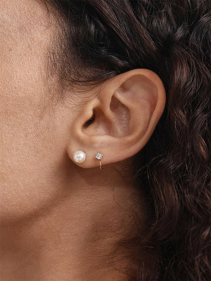 KOSINER 14K Solid Gold Classic Pearl Flat Back Stud