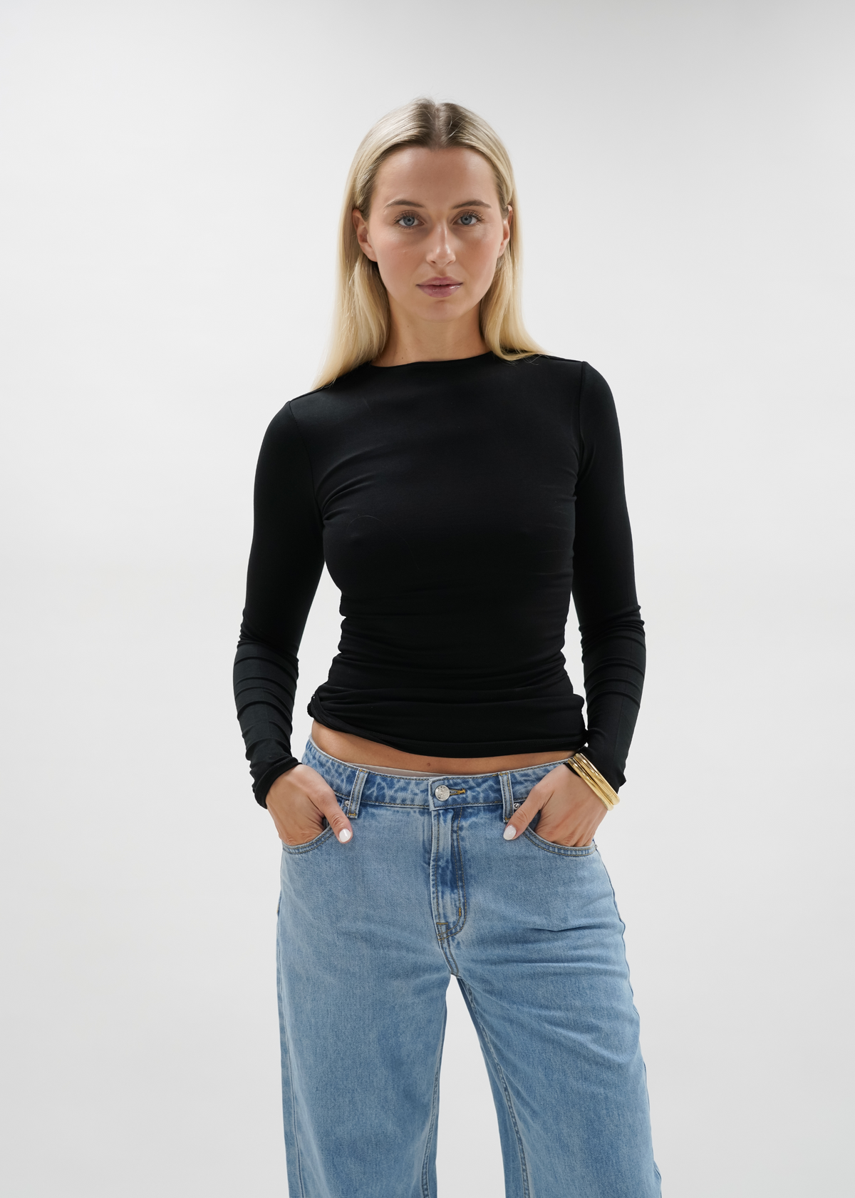 Long sleeve top long black (tall)