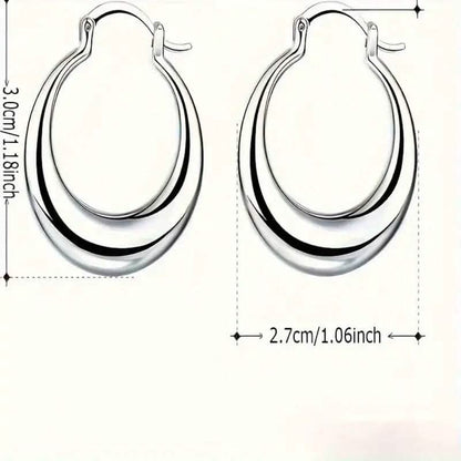 925 Silvery-Plated Hoop Earrings for Women