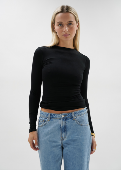 Long sleeve top long black (tall)