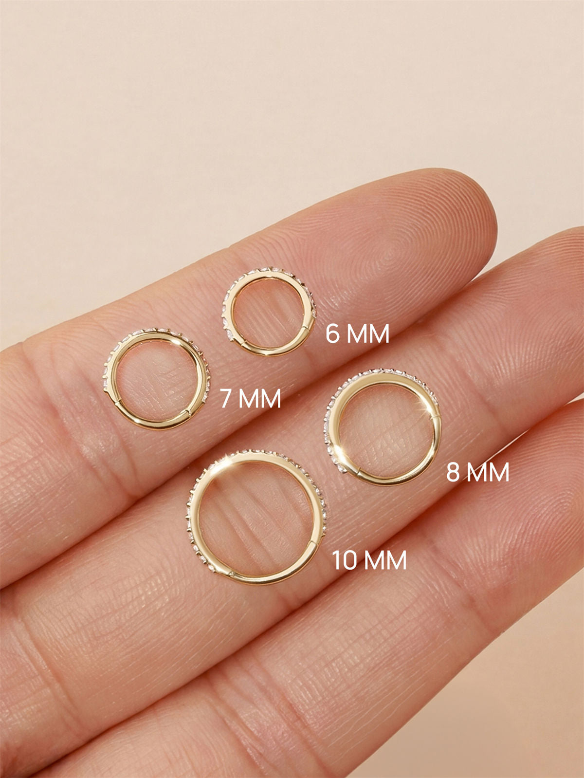 KOSINER 14K Solid Gold Elegant Pave Hoop