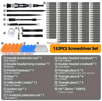 132-in-1 Precision Screwdriver Set, Magnetic Screwdriver Tool Kit with 108 Bits, Multifunctional Repair Tool Set for Electronics, Phones & More