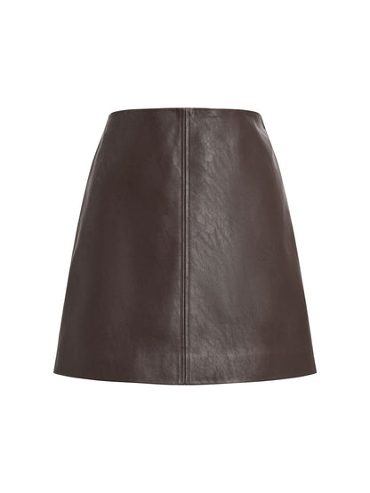 Lauren Vegan Leather Mini Skirt - Chocolate
