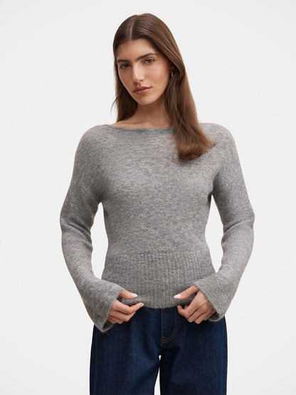 Matilda Ballet Neck Jumper - Charcoal Grey