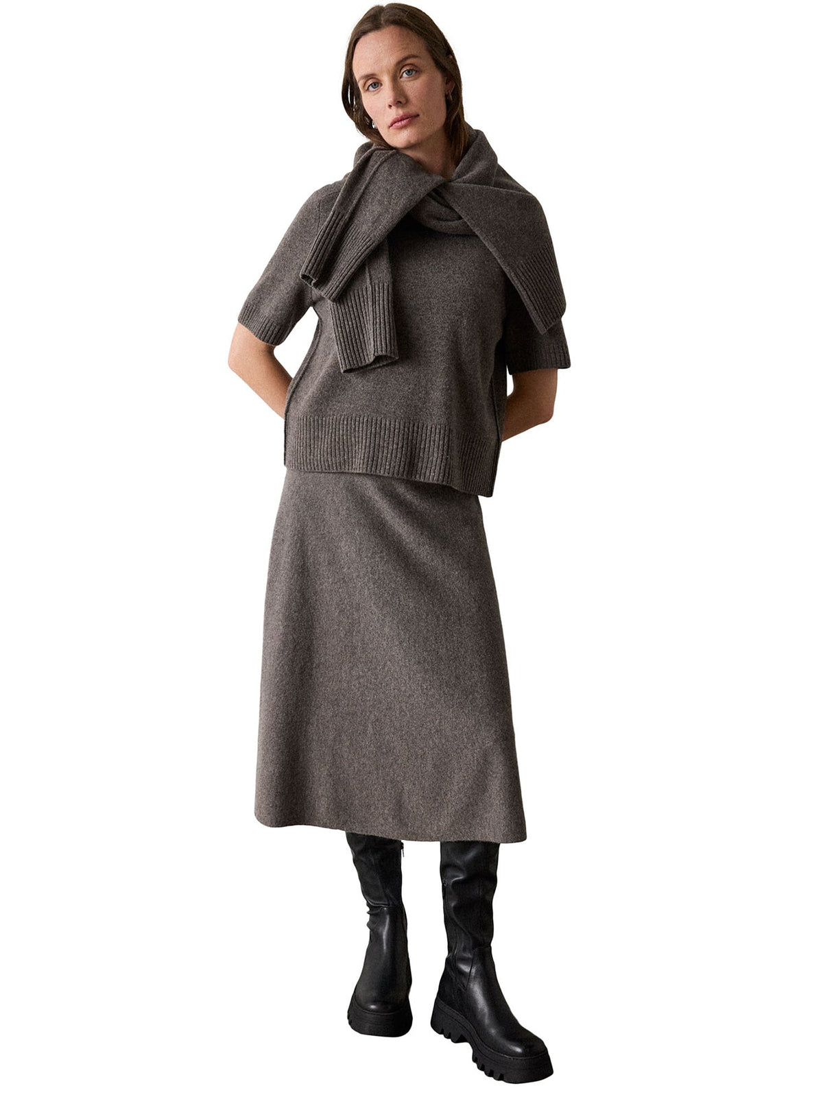 Wool Knitted Midi Skirt