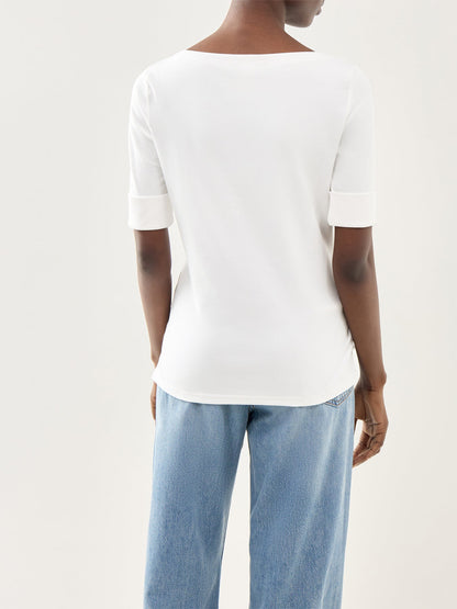 Judy Elbow Sleeve Knit White