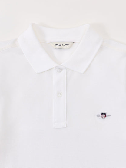 Cotton Shield Short-Sleeved Piqué Polo Shirt - White