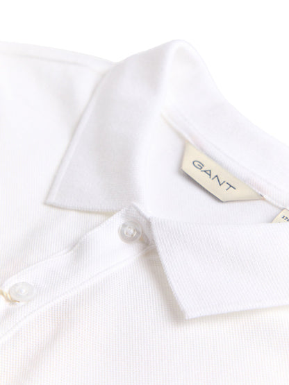 Cotton Shield Short-Sleeved Piqué Polo Shirt - White