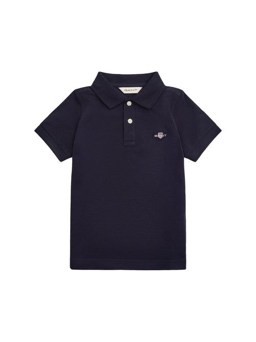 Shield Short-Sleeved Piqué Polo Shirt - Evening Blue